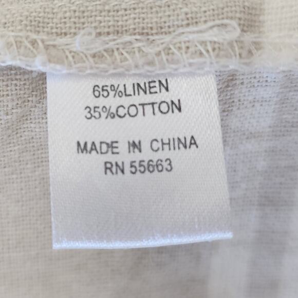 For Cynthia Summer Sleeveless Top Beige/Cream Stripes Linen Cotton Blend Woven M - Picture 4 of 6